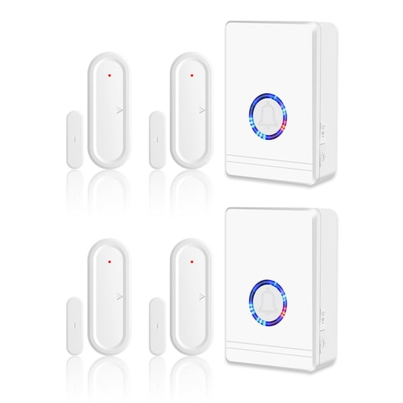 GREENCYCLE Doors Chime for Business When Enter, Doors Sensor with Chime, Wireless door bell for Home with LED Indicators 600 Ft Long Range, 48 Chimes, 5 Volume Levels, 2 Receiver and 4 Sensor