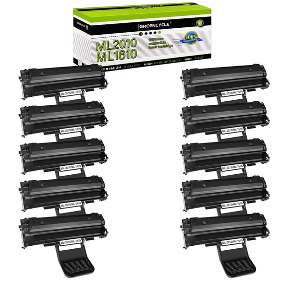 GREENCYCLE ML2010 ML1610 Black Toner Cartridge Replacement Compatible for Samsung ML-2010 ML-1610 ML-1610R ML-1615 ML-2010 ML-2010D3 ML-2571N Printer(10 Pack,High yield)