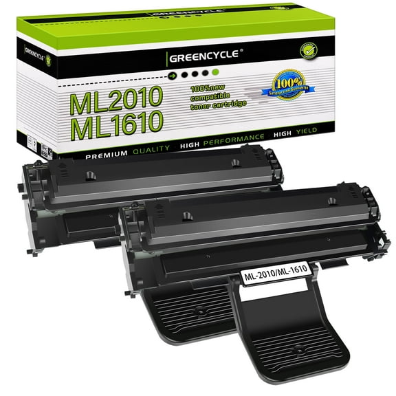 GREENCYCLE ML2010 ML1610 Black Toner Cartridge Replacement Compatible for Samsung ML-2010 ML-1610 ML-1610R ML-1615 ML-2010 ML-2010D3 ML-2571N Printer(2 Pack,High yield)