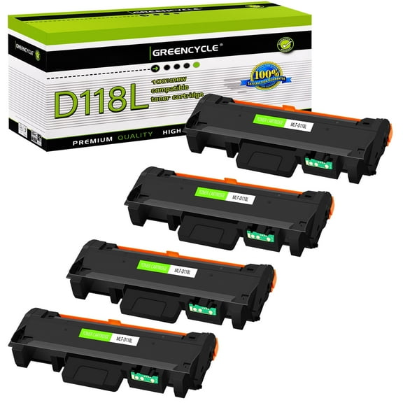 GREENCYCLE MLT-D118L High Yield Compatible Toner Cartridge Replacement for Samsung MLTD118L MLT-D118S 118L Use for Samsung Xpress M3015DW M0365FW Printer (Black, 4-Pack)