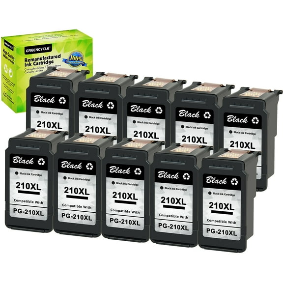 GREENCYCLE PG210XL ink cartridges Replacement for Canon High Yield PG-210XL 210 XL Compatible with PIXMA MX340 MX410 MP230 MP250 MP495 MP490 IP2700 IP2702 Printer (10 Black)