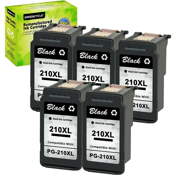 GREENCYCLE PG210XL ink cartridges Replacement for Canon High Yield PG-210XL 210 XL Compatible with PIXMA MX340 MX410 MP230 MP250 MP495 MP490 IP2700 IP2702 Printer (5 Black)