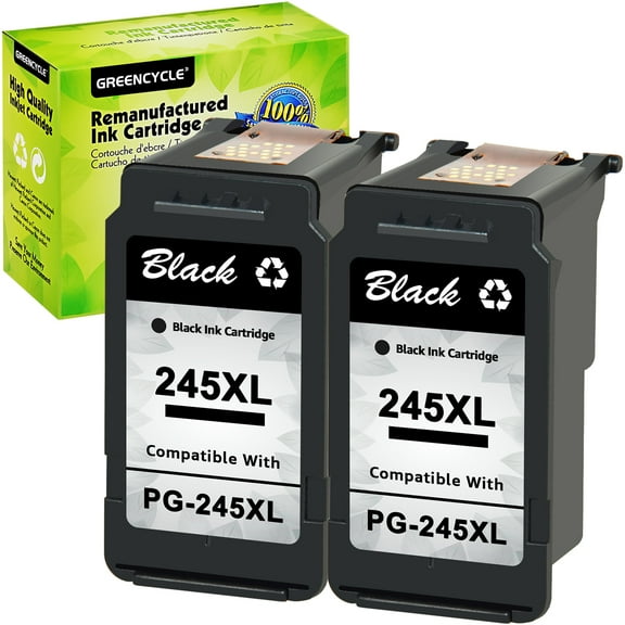 GREENCYCLE PG245XL ink cartridges Replacement for Canon High Yield PG-245XL 245 XL Compatible with Pixma MX490 MG2522 MG2525 MG2922 MG2924 MG3020 MG3022 MG3029 TS3120 TS3122 TS202 (2 Black)