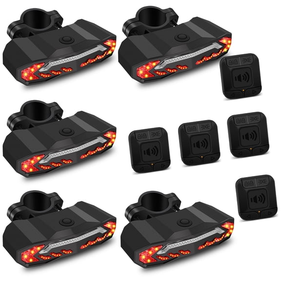 GREENCYCLE Smart Bike Tail Light, Anti-theft Bicycle Taillight with Turn Signals and Automatic Brake Light, Bike Rear Light with Remote Control, USB Rechargeable Safety Warning Cycling Light, 5 Pack