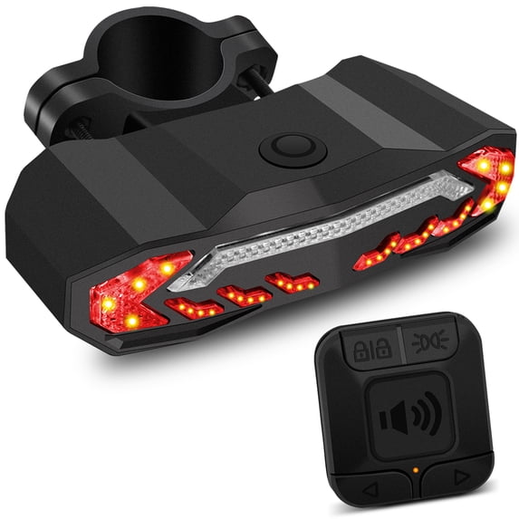 GREENCYCLE Smart Bike Tail Light with Turn Signals,Bike Brake Light,USB Rechargeable Safety Warning Cycling Light,IP65 Waterproof,Anti-theft,Suitable for Almost All Bicycles, E-Bikes, E-Scooters,1Pk