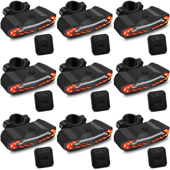 GREENCYCLE Smart Bike Tail Light with Turn Signals,Bike Brake Light,USB Rechargeable Safety Warning Cycling Light,IP65 Waterproof,Anti-theft,Suitable for Almost All Bicycles, E-Bikes, E-Scooters,9Pk
