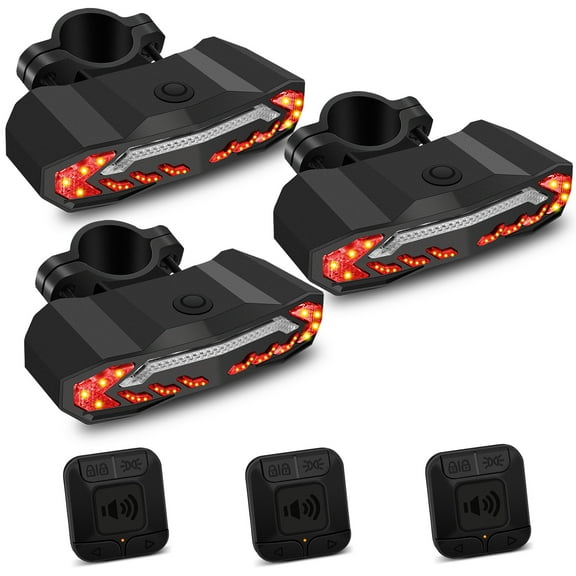 GREENCYCLE Smart Bike Tail Light with Turn Signals,Bike Brake Light,USB Rechargeable Safety Warning Cycling Light,IP65 Waterproof,Anti-theft,Suitable for Almost All Bicycles, E-Bikes, E-Scooters,3Pk