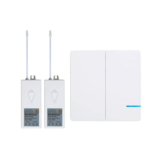 GREENCYCLE Smart Light Switch WiFi Wall Wireless 2x 2-gang Switch + 2x WIFI Receiver Compatible with Amazon Alexa and Google Home Remote Control Lights and Appliances Timing Function
