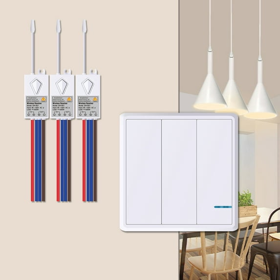GREENCYCLE Smart Wireless Wall Light Switch, 1PK 3-gang Wireless Switch ...
