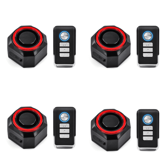 GREENCYCLE USB Charging 110dB Bike Alarm Wireless Vibration Motion Sensor, Bike Tail Light with Alarm,Bike Tail Light Alarm Rechargeable, IP65Waterproof, Suitable for Bicycles, Mountain Bikes,4PK