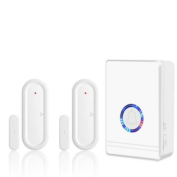 GREENCYCLE Wireless Door Open Sensor Chime, Door Entry Chime with Adjustable Volume, 48 Chimes, Nightlight Function, Magnetic Door Chime for Business Home Office Store, 1 Receiver and 2 Sensors