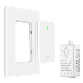 GREENCYCLE Wireless Light Switch and Receiver Kit, Wireless Remote Light Switch, Wireless Wall Switch for Lights, Fans, Battery Included, No Wiring Needed, Buckle Design, Removable, Programmeable