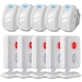 GREENCYCLE Wireless Motion Sensor Detector Alarm, Home Security Business Alert, Store Welcome Chime Door Entry Doorbell (918 Feet, 36 Tunes, 4 Volume Levels, LED Indicators), 5 Pack