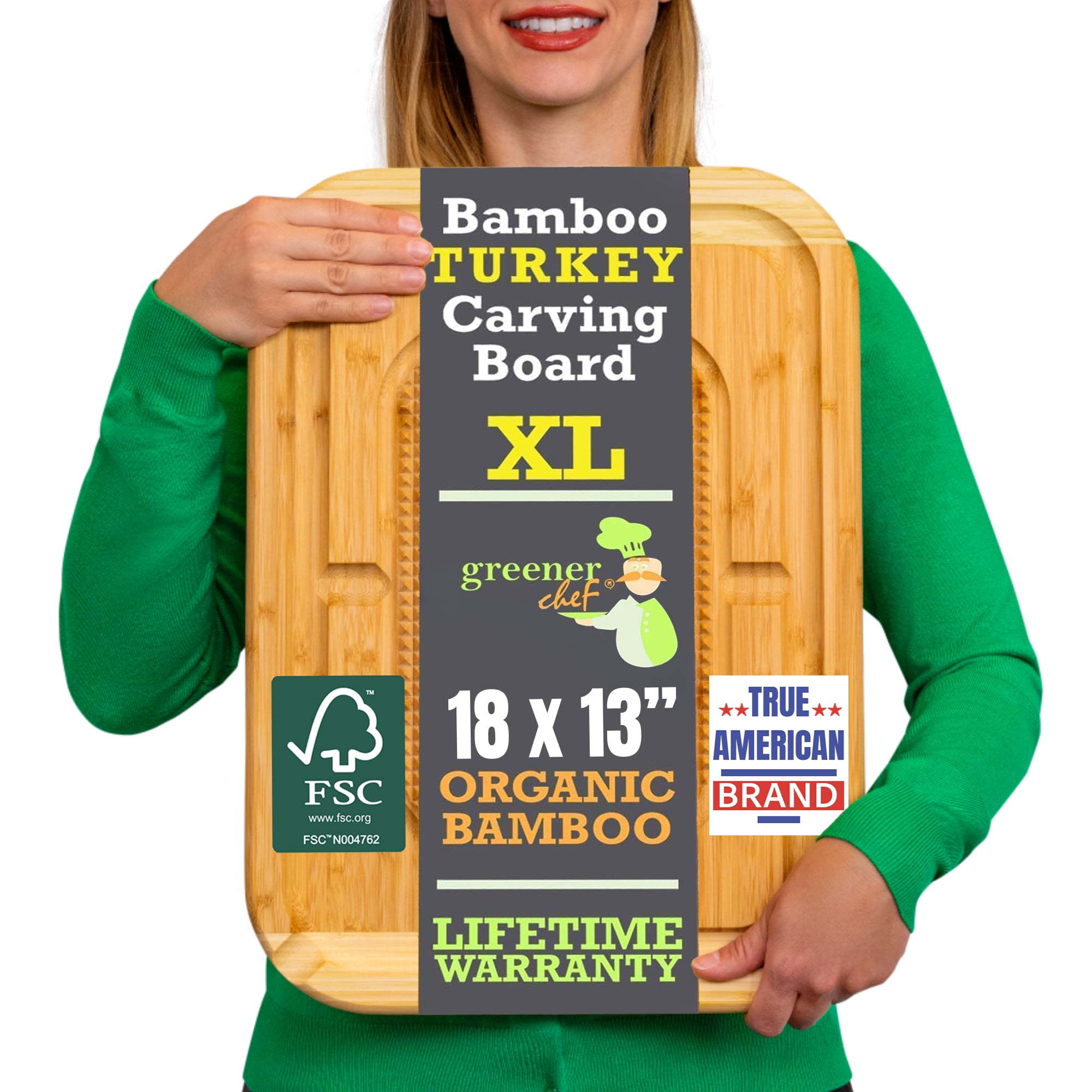 Greener Chef Carving Board for Turkey & Meat, Single Tone, Extra Large, 18” - Walmart.com