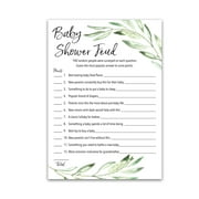 GREENERY Baby Shower FEUD Game - Pack of 25 - Fun Shower Family Feud Games, Green, Baby Shower Activity, Greenery, Rustic Gender Neutral Baby Shower Fued Games G320-BSF