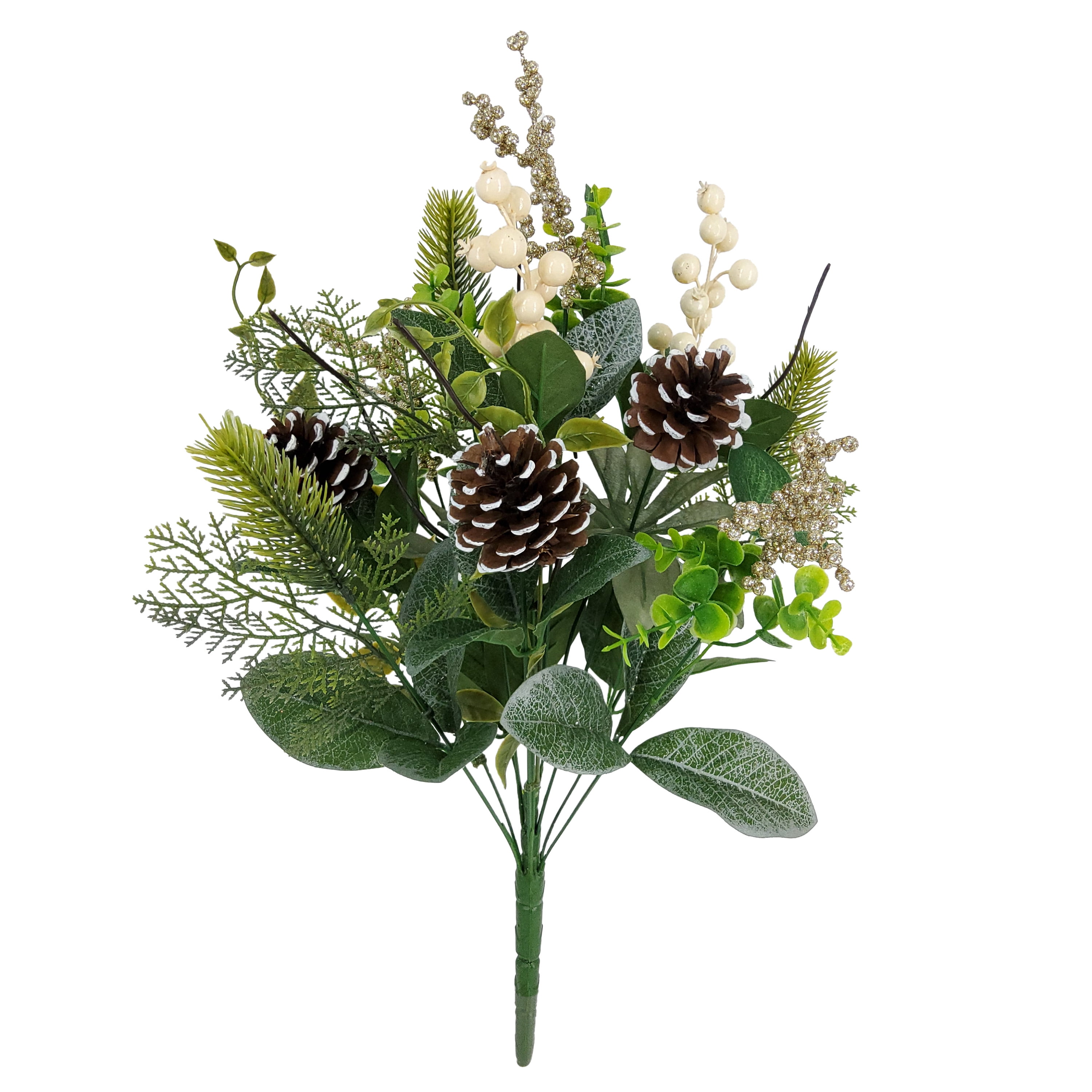 Mainstays 22-Inch Artificial Indoor Mixed Greenery And Berry Bouquet, Green/White