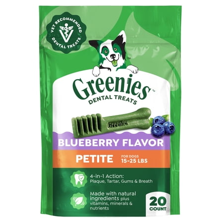 Greenies Veterinarian-Recommended Dental Dog Treats Petite Size, Blueberry Flavor, 12 oz. Pack