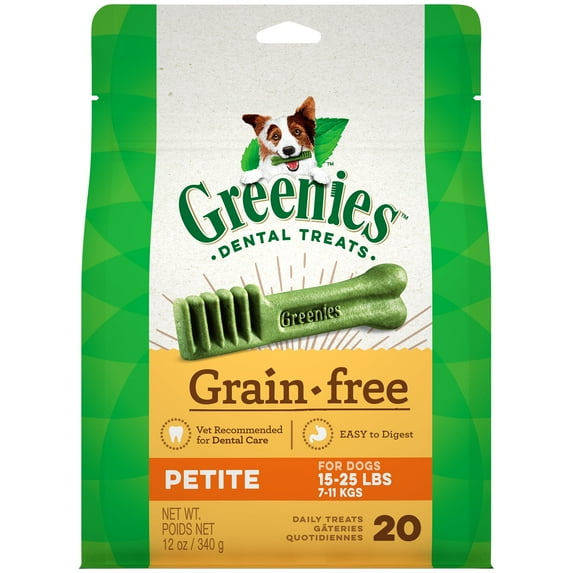GREENIES Original Flavor Dental Treats for Petite/Small Dogs (15-25 lbs.), Natural Grain Free, 12 oz. Pack (20 Chews)