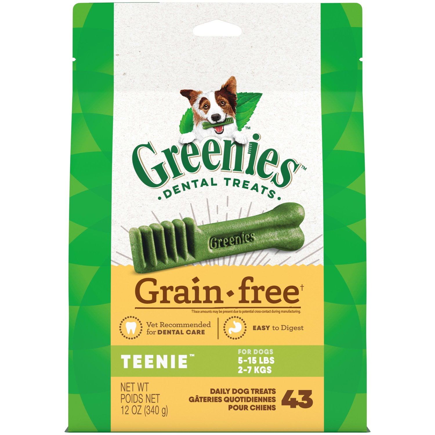 GREENIES Grain Free TEENIE Natural Dental Dog Treats, 12 oz. Pack (43 Treats)
