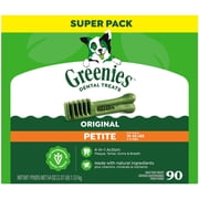 Greenies Original Flavor Adult Natural Dental Dog Treats Petite Size, 54 oz Pack 90 Count