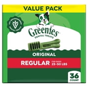 Greenies Original Flavor Natural Dental Dog Treats, Regular Size, 36 oz Pack, 36 Count