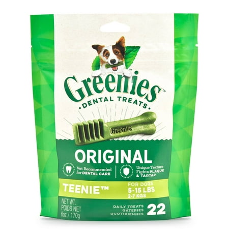 GREENIES Original TEENIE Natural Dental Care Dog Treats, 6 oz. Pack (22 Treats)
