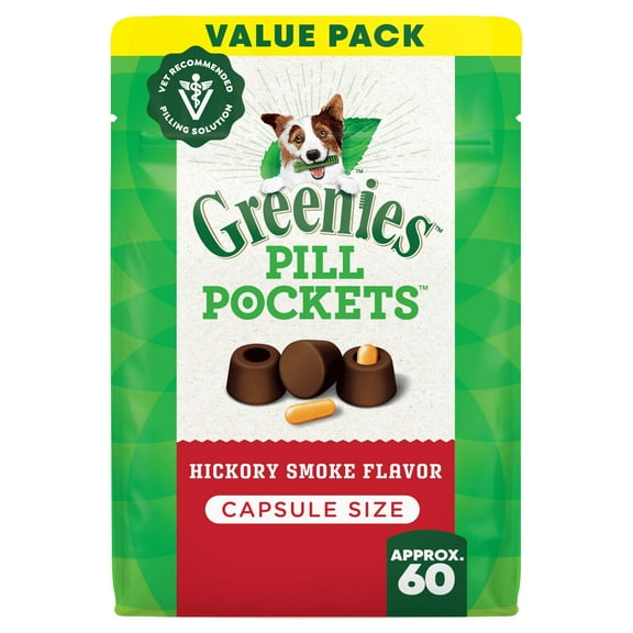Greenies Pill Pockets for Dogs Hickory Smoke Large, Capsule Size Soft Dog Treats, 15.8 oz (60 Pk)