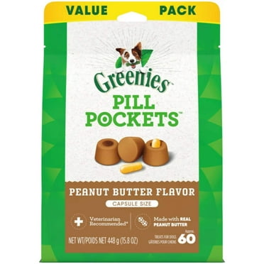 GREENIES Peanut Butter Flavored Capsule Pill Pockets, 60 Count