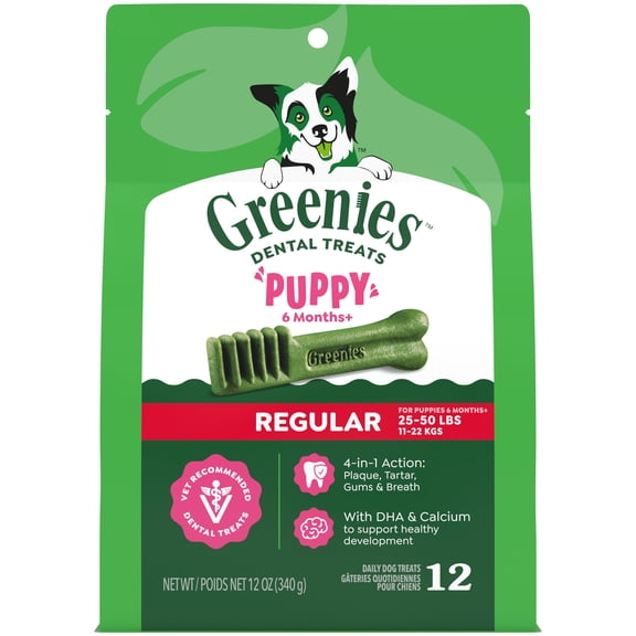 Greenies Natural Dental Puppy Treats Regular Size, 12 oz Pack (12 Count)