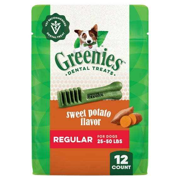 Greenies Sweet Potato Flavor Adult Natural Dental Dog Treats Regular Size, 12 oz Pack (12 Count)