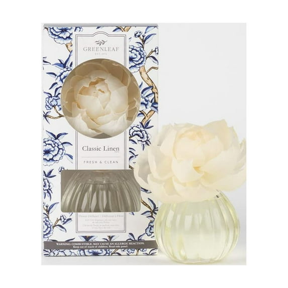 GREENLEAF Flower Diffuser - Diffuses 30 Days - Made in The USA - Classic Linen