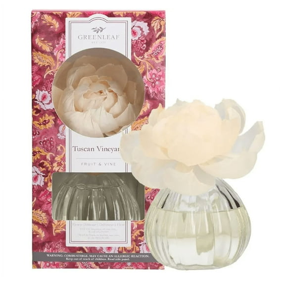GREENLEAF Flower Diffuser - Diffuses 30 Days - Made in The USA - Tuscan Vineyard