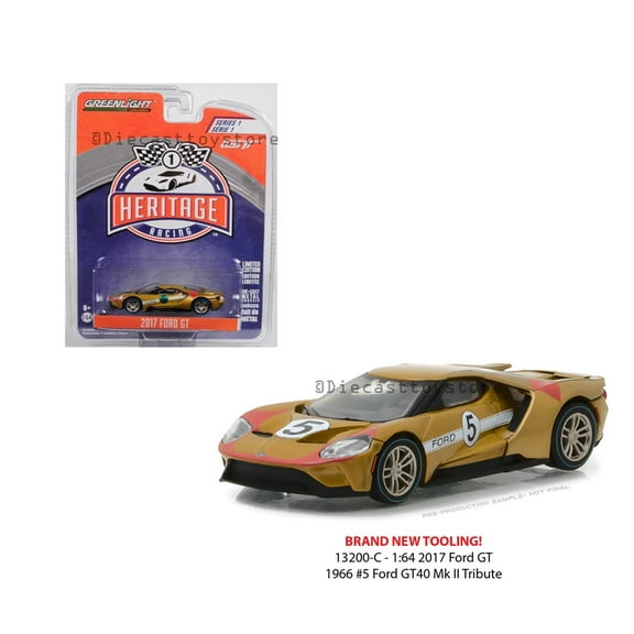 GREENLIGHT 1:64 HERITAGE RACING SERIES 1 - 2017 FORD GT - #5 FORD GT40 MK II TRIBUTE 13200-C