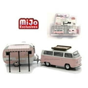 GREENLIGHT 164 HITCH & TOW CLUB V-DUB EDITION - MIJO EXCLUSIVES - 1974 VOLKSWAGEN TYPE 2 & 1958 CATOLAC DEVILLE TRAILER DIECAST 51114-A