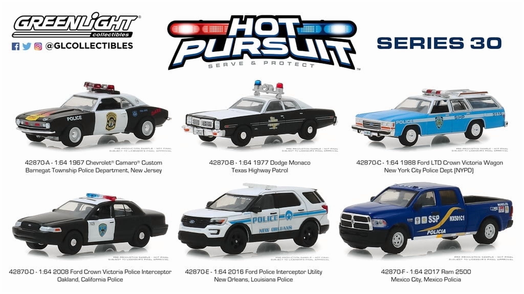 GreenLight Hot Pursuit Series 30 Assortment Play Vehicles, 6