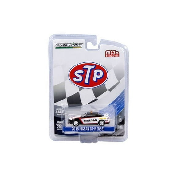 GREENLIGHT 1:64 MIJO EXCLUSIVES - 2016 NISSAN GT-R (R35) SAFETY CAR - STP BLACK WHITE 51146
