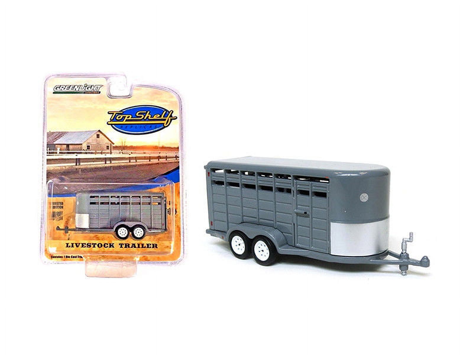 GREENLIGHT 164 TOP SHELF REPLICAS LIVESTOCK TRAILER (GREY) 51099