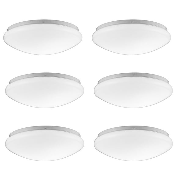 GREENLIGHTDEPOT 11 inch Round Integrated LED Flush Mount Ceiling Light for Bedroom Kitchen Bathroom 2700K 3000K 3500K 4000K 5000K Bright White Daylight, 1200 Lumens, 15-Watt at 80 CRI, White (6 Pack)