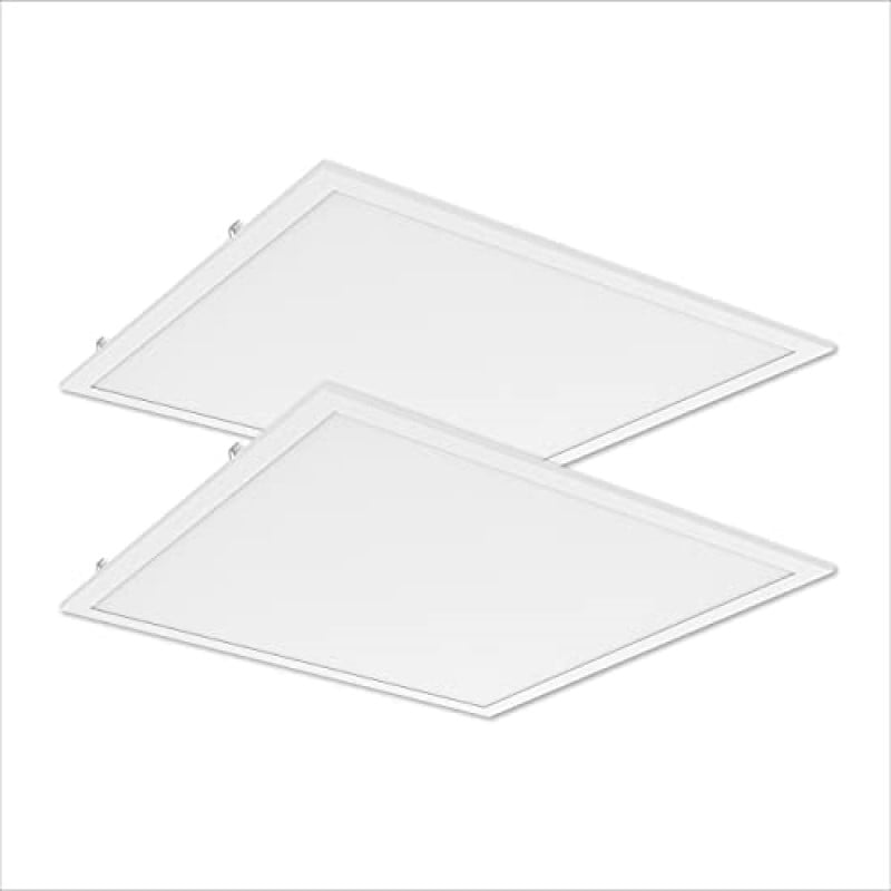 GREENLIGHTDEPOT 2 Pack 2x2 LED Flat Ceiling Panel Fixture Light 40W 0-10V Dimmable 5000K Daylight - (UL Certified) - Outdoor, Indoor, Street Use - 3 Years Warranty - COOL WHITE 5000K