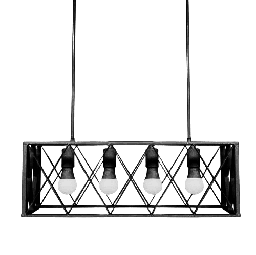 GREENLIGHTDEPOT Industrial Kitchen Island Pendant Lighting, Rectangular Vintage Rustic 4-Light Hanging Pendant Light Fixtures for Kitchen Farmhouse, Bar, Dinning Room (Black)