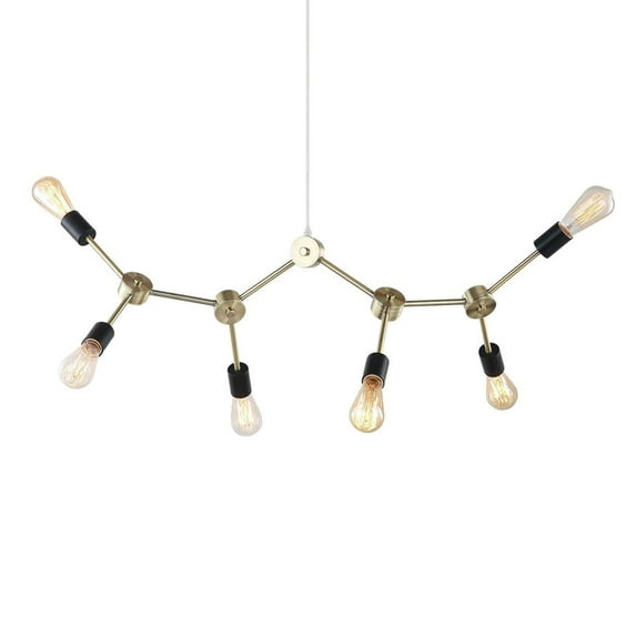 GREENLIGHTDEPOT Pendant Light Contemporary Industrial Iron Brass 6 Light - Brass