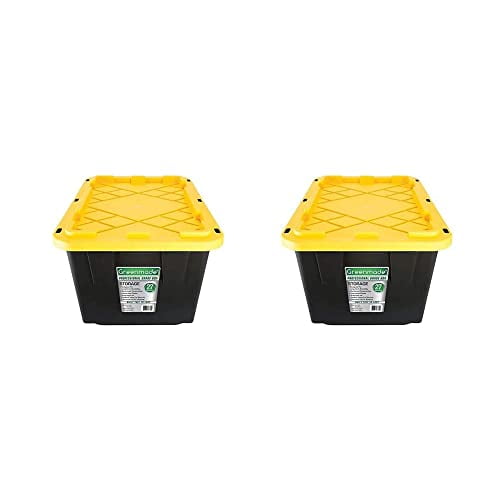 GREENMADE 27 Gallon Black & Yellow Storage Container (2-Pack)