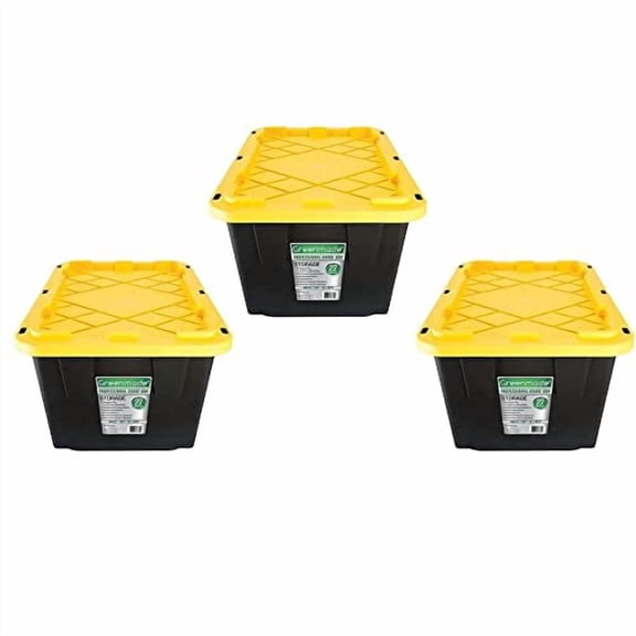 GREENMADE 27 Gallon Black & Yellow Storage Container (3-Pack)