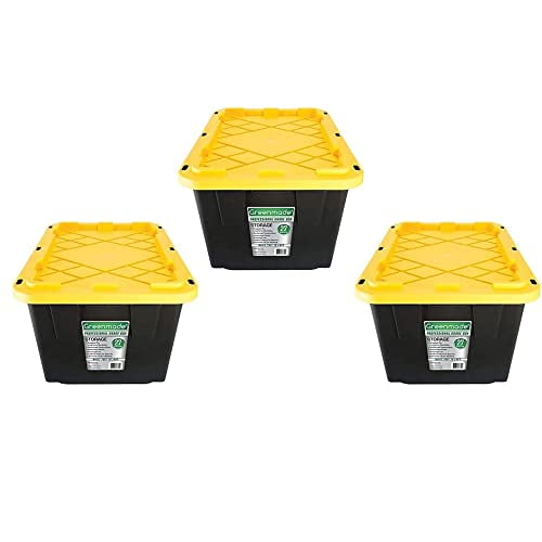GREENMADE 27 Gallon Black & Yellow Storage Container (3-Pack)