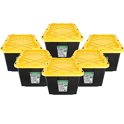 GREENMADE 27 Gallon Black & Yellow Storage Container (6-Pack)