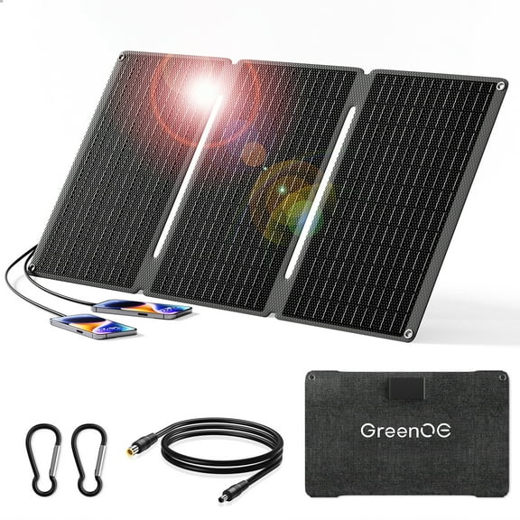 GREENOE 40W Portable Solar Panel Mini Solar Panels 40 Watt for Power Station, Phones, iPad, Foldable Solar Panel IP67 Waterproof for RV, Boat, Outdoor, Camping, Off-Grid Power