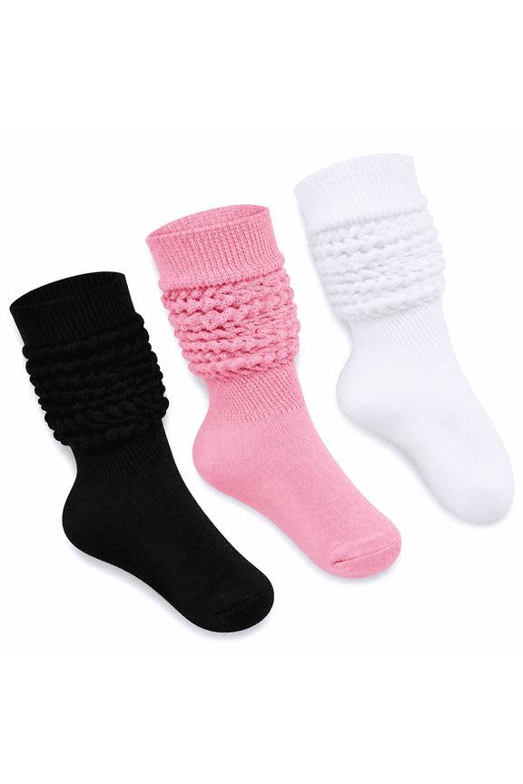 3 Pairs Slouch Socks for Women 80s 90s Scrunch Socks Heavy Soft Extra Long Scrunchie Socks