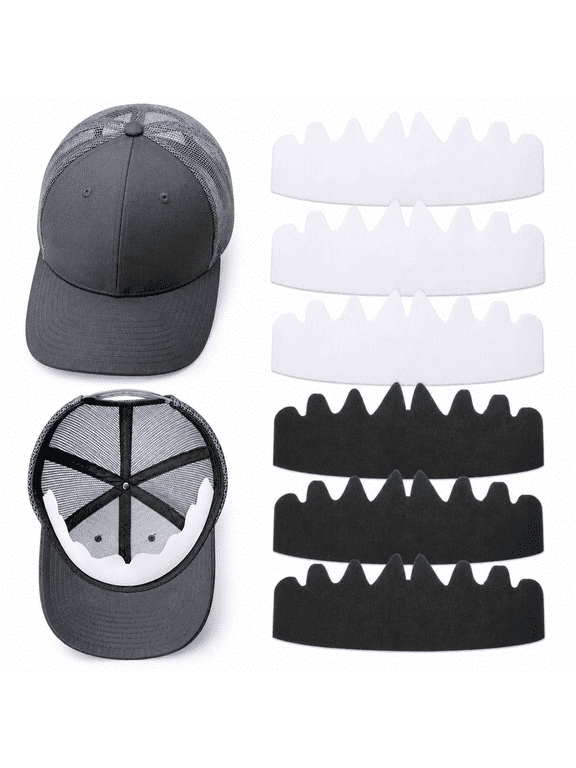 6 Pcs Black & White Baseball Cap Inserts,Felt Hat Shapers,Sweat Liners,Brim Shapers for Snapback & Fitted Caps,Adult Unisex,Small,22-23" Head Circumference