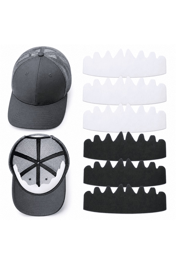 6 Pcs Black & White Baseball Cap Inserts,Felt Hat Shapers,Sweat Liners,Brim Shapers for Snapback & Fitted Caps,Adult Unisex,Small,22-23" Head Circumference