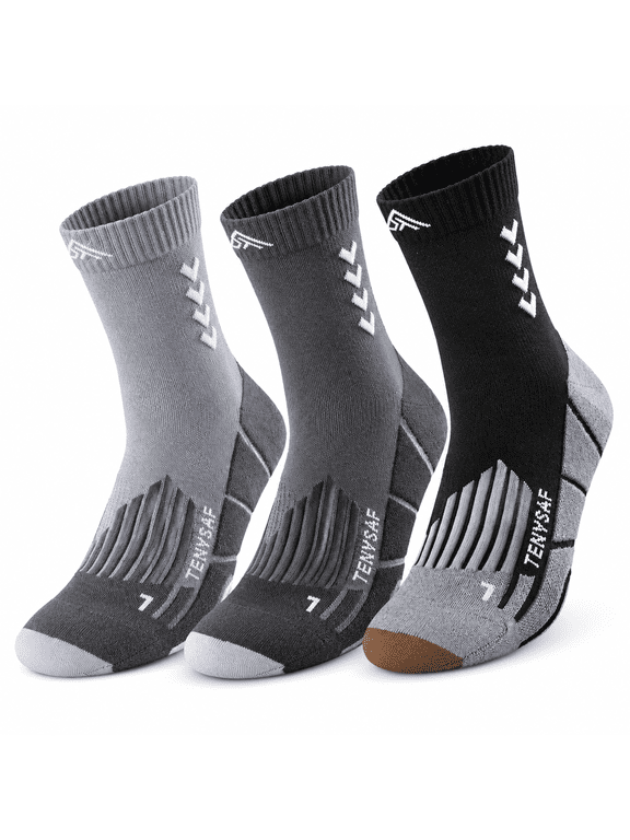 Compression Crew Running Socks: Athletic Socks for Men Women with Cushion,3 Pairs Work Hiking Basketball Sport Socks, Athletic Socks for Men Women with Cushion Compression Socks